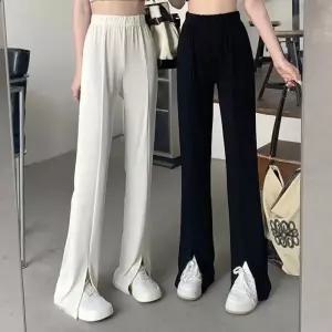 ONM 하이웨스트 허리밴딩 팬츠 밑단 트임 팬츠 세미부