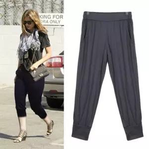 ONM 여성 바지 기본 심플 TR 8부 배기팬츠