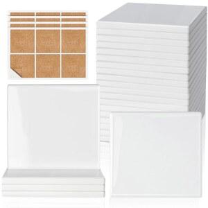 24 PCS 승화 터 GOH D 광택 세라믹 타일 DIY 잉크 열전사 페인팅 집들이 선물 웨딩 아트 공예 학교 교육 4 25인치 스퀘어