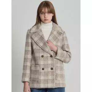 [하프클럽/]분위기있는 소프트 헤어리 울 블렌딩 체크코트-사이즈 55~88다양