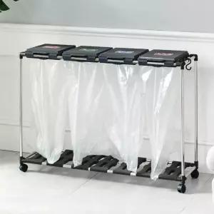 재활용 분리수거함 4단 비닐50매/분리/수거/쓰레기/봉투/거치대/분리수거대/분리수거통/가정용/쓰레기통