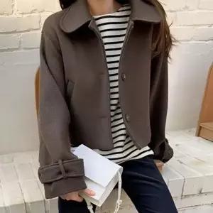 [하프클럽/셀러허브_여성트랜드패션]숏코트 겨울 오피스룩숏코트 기모 크