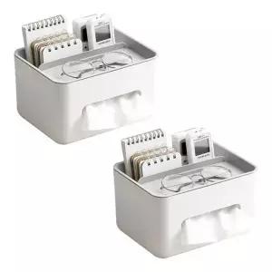 [하프클럽/]그레이 2개 수납함 데스크 다용도 티슈