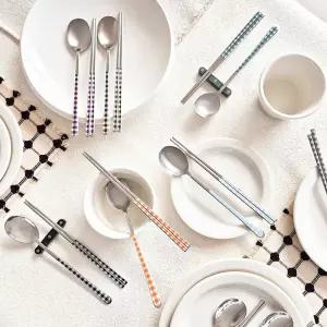  보겐 체크 국산 세라믹 304 스텐 한식 수저세트 10color 택1