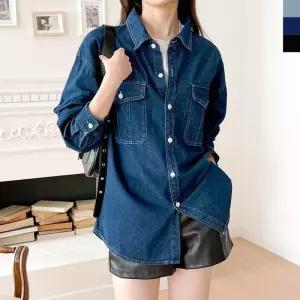 [라일리의류] Rly SIN WSF5002 여자 오버핏 포켓 청남방