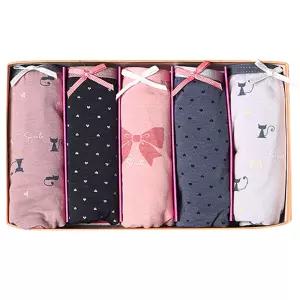 성인속옷 면스판 미디 여성용 삼각팬티 선물용박스 5매입