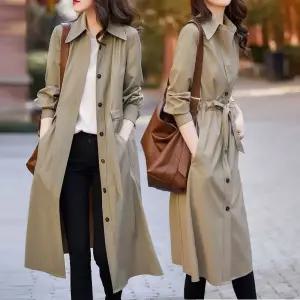 여성 봄가을 원피스 셔츠 트렌치코트 롱 아우터 자켓 오버핏코트 핸드메이드