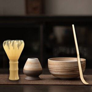 말차 거품기 대나무 브러시 전통 녹차 다기 도구 A 세트