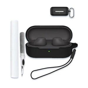 소니 WF-C510 트루 와이어리스 인이어 블루투스 이어버드 헤드폰, 부드러운 실리콘 보호 휴대용 스크래치 충격 방지 쉘, 클리너 키트 및 카라비너, 랜야드 블랙용 케이스