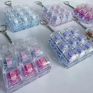 [유니커블]led 투명 키보드 딸깍이 키캡 키링 피젯토이 9구