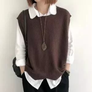 [라일리여성의류] Rly 꽈베기니트 빈티지 브이넥 조끼 니트 가