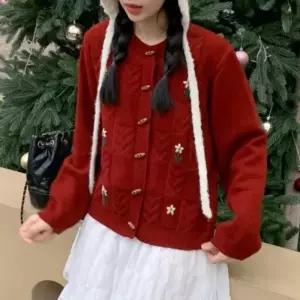 [라일리여성의류] Rly 겨울온기 여성가디건 플라워자수 가을가디건 플라