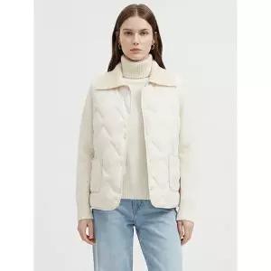 [하프클럽/샵앤]여성 니트 카라넥 퀼팅 경량 패딩 조끼 JVL-WVS-21037-아이보리