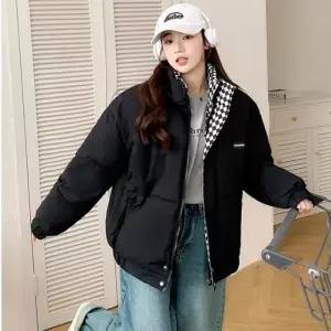 패턴 하이넥 패딩 베이직한 여자패딩 숏패딩점퍼