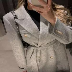 앙고라 알파카 울 더블 롱 핸드메이드 코트 겨울 룩