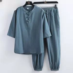 숯가마옷세트 마사지복 황토 찜질방 찜질복 상하세트 한증막 사우나복 남자 여자 한복 스타일