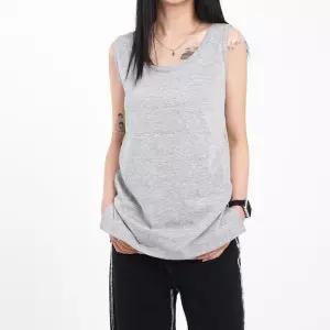 화이트빌딩 트임 레이어드 롱나시 라운드 이너 티셔츠