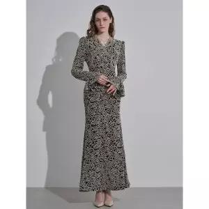 [하프클럽/]우아 기모 레이스 랩 스타일 롱 원피스 LN01OP700SL