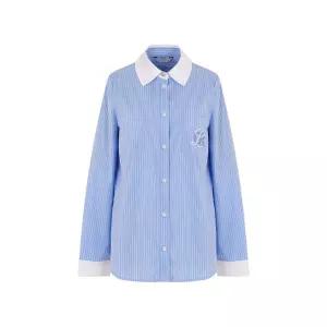 [크로커다일레이디]크로커다일레이디 커프스 배색 포켓 자수 블라우스_CLESBL101