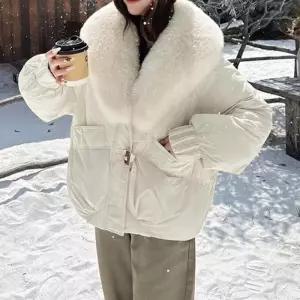 [D더블유] 여성 겨울 넥 퍼 숏 패딩 점퍼 방한 데일리