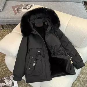 [D더블유] 여성 안감 퍼 겨울 파커 점퍼 아우터 자켓