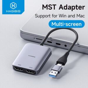 USB-A/C-HDMI 호환 어댑터 MST 듀얼 모니터 변환기 M1/M2/M3 Windows Mac 노트북과 호환되는 트리플 디스플레이