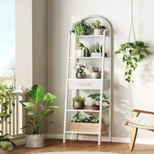 서랍이 있는 CHOEZON 5단 사다리 선반 높은 책장 거실용 금속 프레임이 스탠딩 욕실 홈 오피스 서재 발코니