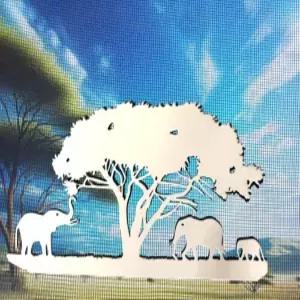 DCentral Elephant 패밀리 유연한 비닐 안전 스크린 자석 양면. 낮과 밤에 보기 쉬운 흰색. 장식용.