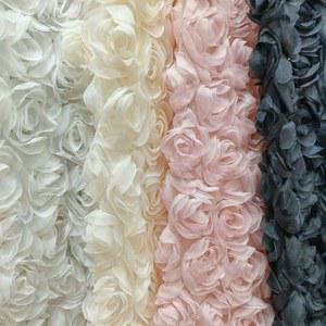 3D 대형 장미 자수 원단 메쉬 웨딩 원 무대 착용 DIY 바느질 디자이너