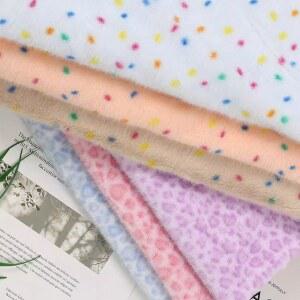 0 5/1/2 야드 인조 모피 도트 프린트 원단 바느질용 면 인형 따뜻한 모자 플러시 장식용 천 수제 DIY