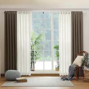 [리퍼] 더자리 아일렛 솔리드 암막커튼 특대형 빈티지초코+끈 280x250cm, 1개