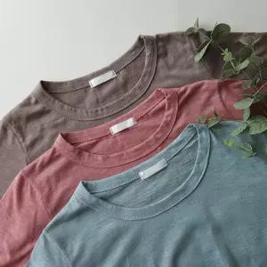 밴드 7부소매 슬라브 코튼면 라운드 간절기 여성 여름 반팔 티셔츠 (7color)