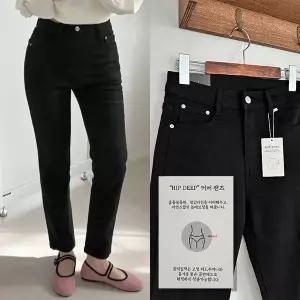 [2기장5사이즈] 골반뽕 스키니 슬림 일자 블랙 스트레이트 팬츠