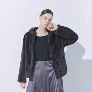 유로모피 39밍크 후디드 하프 코트