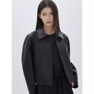 [ZOOC](하남점)페이크 레더 셔츠형 크롭 자켓 Z261PSF151