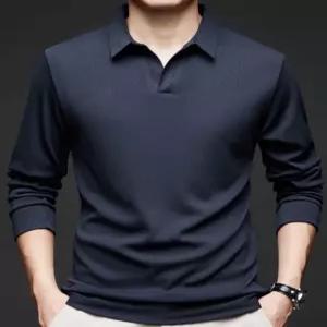 남자 봄 가을 베이직 오픈카라티 정장티 오픈 카라 레이어드 긴팔 티셔츠 데일리 출근룩