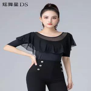 스포츠 사교 점프슈트 반팔 라틴 여성 댄스옷 댄스상의 라인댄스복 줌바