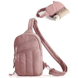 RFID 차단 포켓과 숨겨진 물병 홀더가 있는 여성용 스마스롭 퍼퍼 슬링백, 크로스바디백