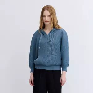 [스타필드 하남 플리츠미]오블리크 와플 후드 돌먼 티셔츠_PPTSS026003