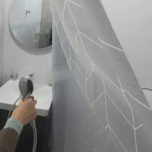 욕실 샤워 커튼 가림막 방수 헤링본 그레이 80x180