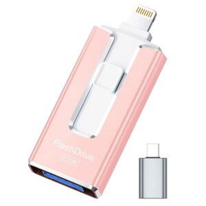 512GB용 MFi 인증 플래시 드라이브 외장 메모리 스토리지용 포토 스틱 사진 동영상 쉽게 백업 저장 / Android PC용 USB 엄지 드라이브(로즈 핑크 분홍색)