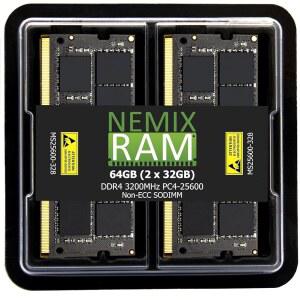네믹스 RAM 64GB (2X32GB) DDR4 3200MHZ PC4-25600 2Rx8 1.2V CL22 260핀 비-ECC 비완충 SODIMM 키트, POSIFlex XT-8317 JIVA 무팬 POS 터미널 호환