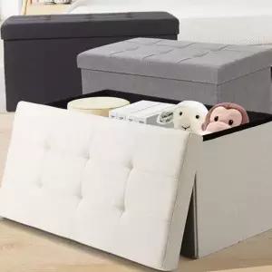 접이식 수납 스툴 인테리어 현관 침대 수납 스툴 의자 정리함 다용도 캠핑용 화장대 캠핑 받침 거실 좌식