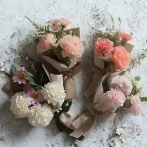 실크 추모 꽃다발 미니 플라워 조화 핸드메이드 성묘 납골당추모 봉안당 장식