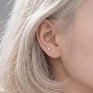 S999 순은 데일리 미니 사각 스터드 귀걸이 1+1 아르제아
