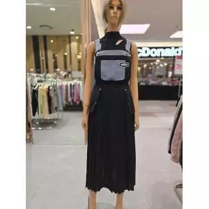 [에고이스트] 컬러 배색 플리츠 주름 서스펜더 롱원피스 EQ2WO-363 691372