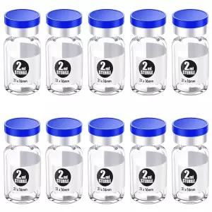 플라스틱 알루미늄 캡이 있는 멸균 빈 바이알 2ml 10개 페니실린 병 13mm 크림프 상단 투명 붕규산염