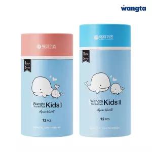 왕타 아쿠아월드 어린이 칫솔 12개입_1,2단계+치실20P