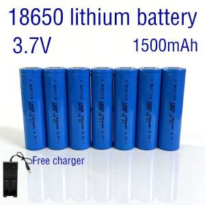 18650 배터리 3.7V 리튬 충전식 1500mAh 손전등 헤드램프 LED 조명용  4.2V 1A USB 충전기 포함