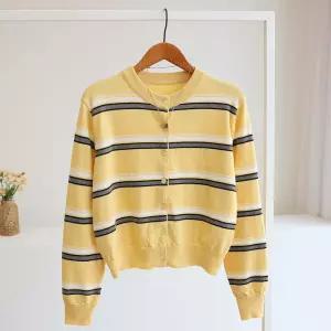 [잇수다] 라뜰리 스트라이프 배색 라운드 니트 가디건